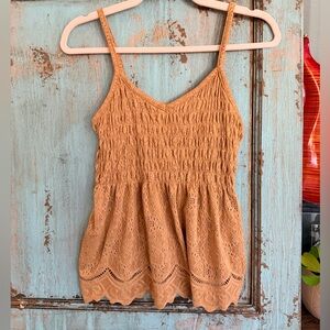 🧡 Urban Romantics Eyelet Smocked Peplum Cami Top Medium
